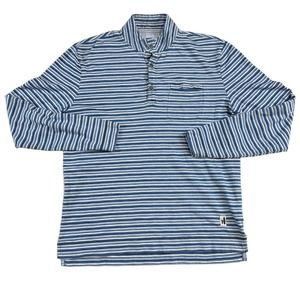 Johnnie O Shirt Mens Small Blue Striped Hangin’ Out Palmo Henley 100% Cotton